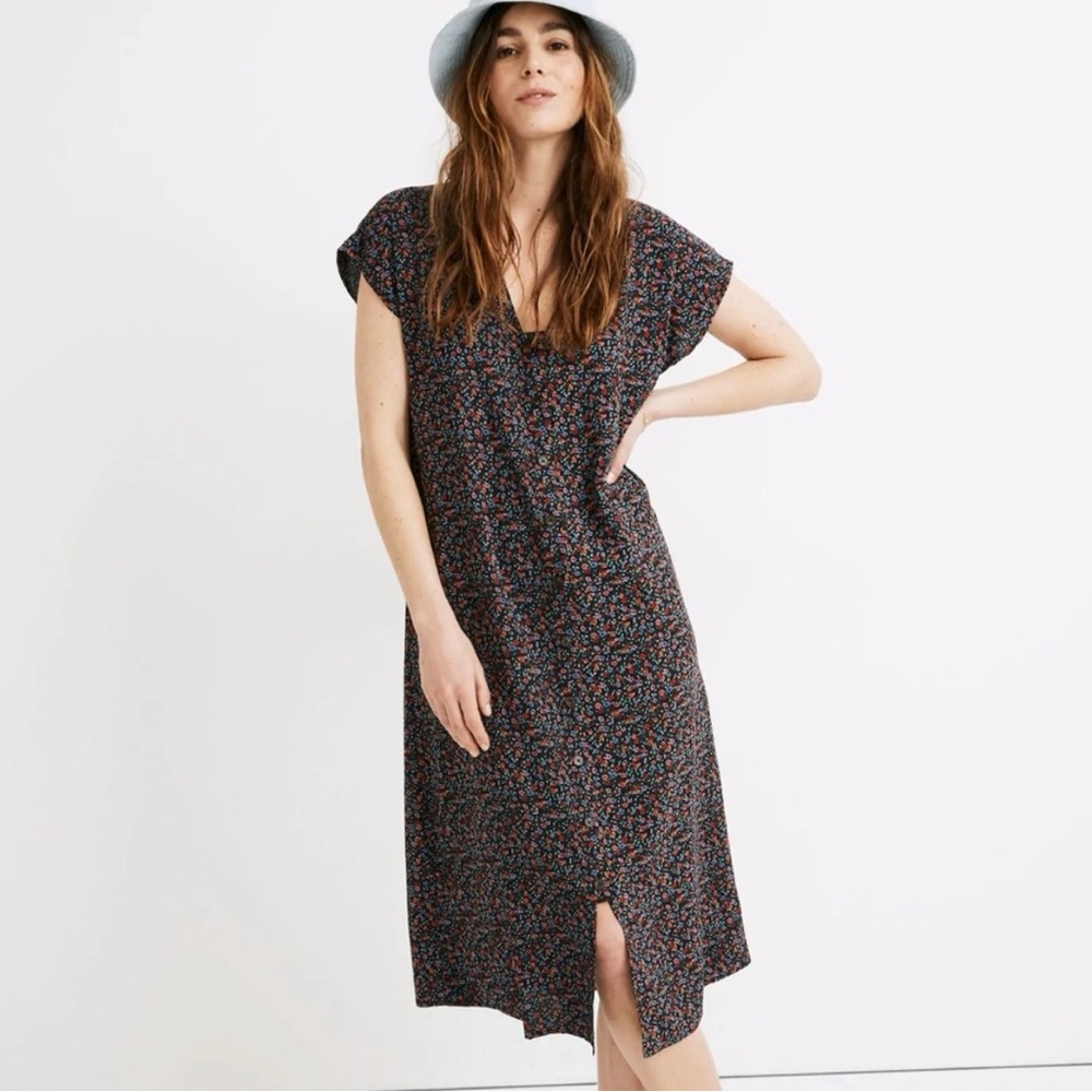 Floral Floral Midi Dress with Front Buttons